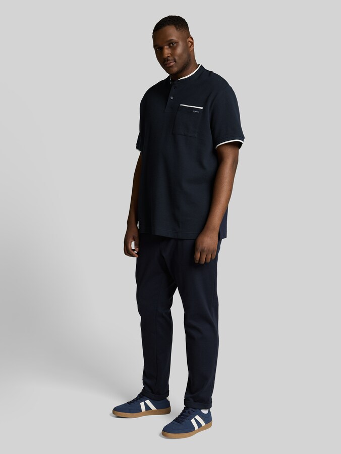 Plus Size - polo shirt with breast pocket by Men Plus Size, sky captain blue ottoman