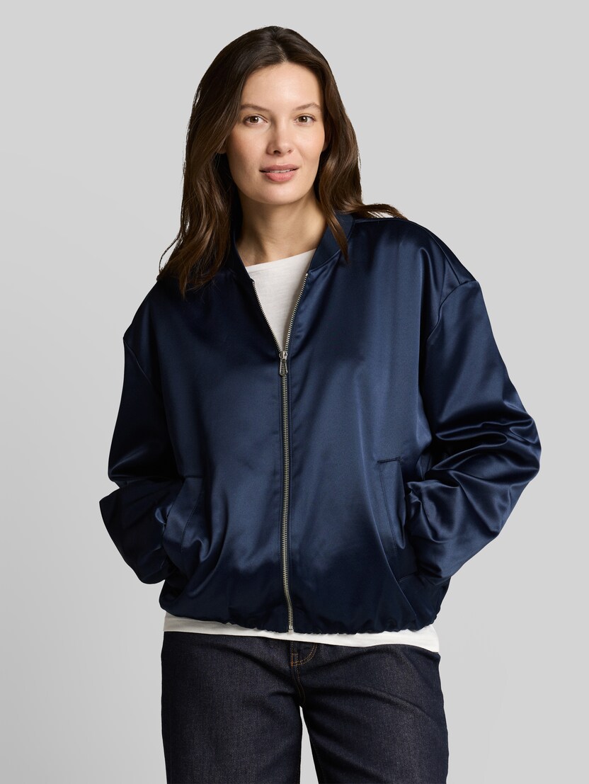 Satijnen blouson met bomberkraag door Women, sky captain blue