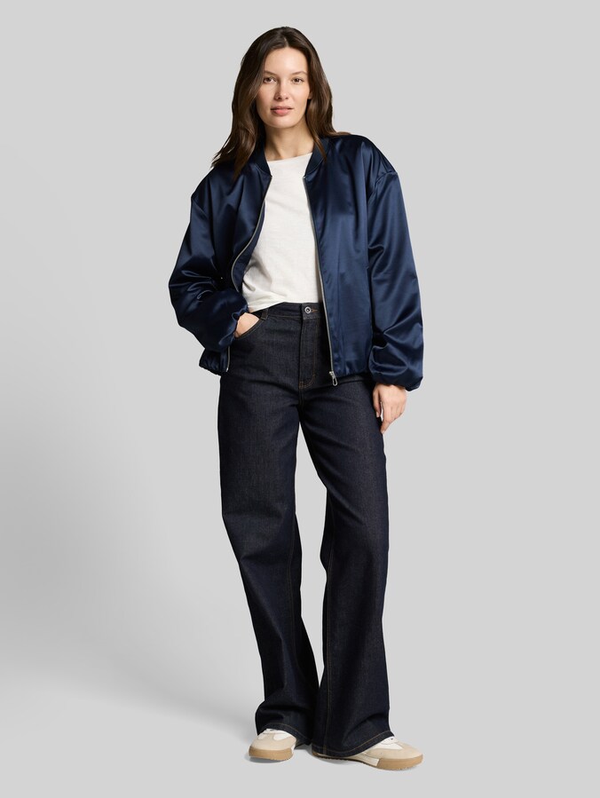 Blouson en satin à col bomber par Women, sky captain blue