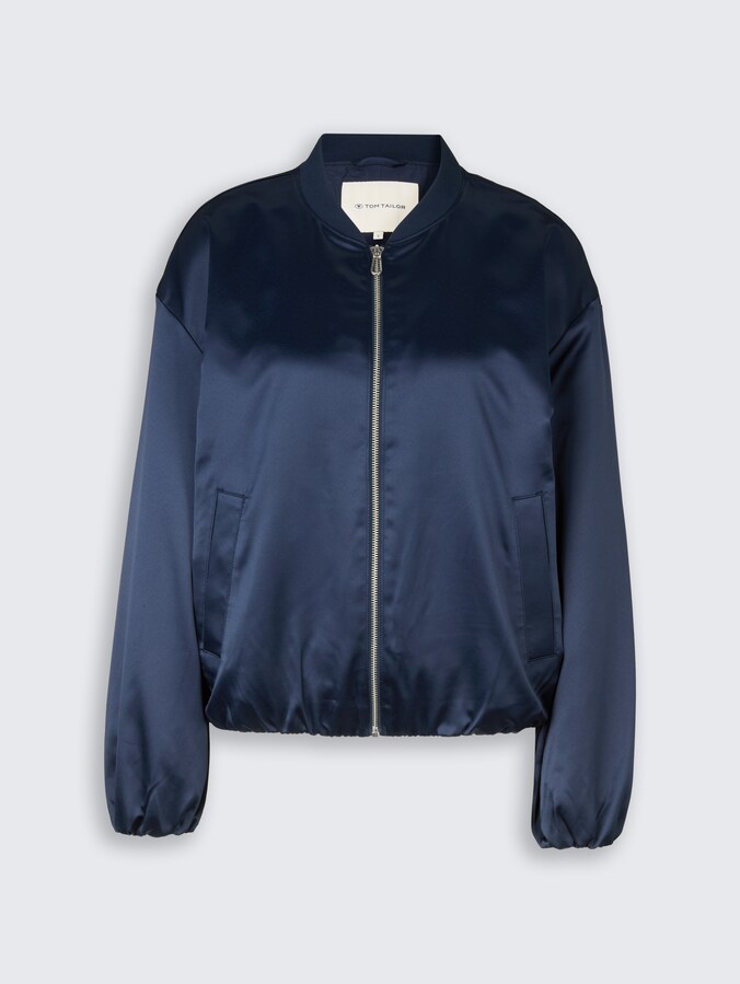 Blouson en satin à col bomber par Women, sky captain blue