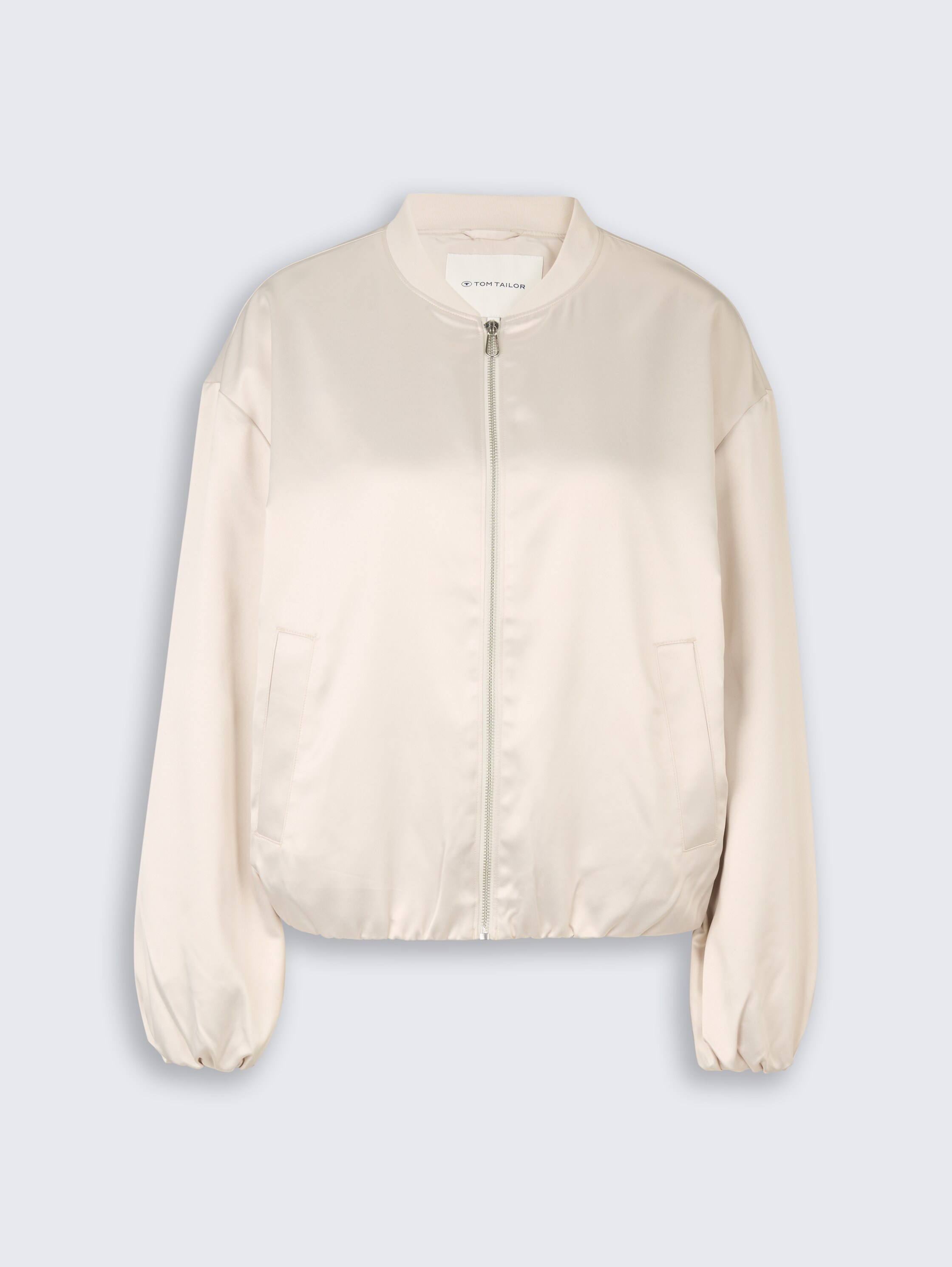 Satin blouson jacket with bomber collar - sand_stone_beige - 