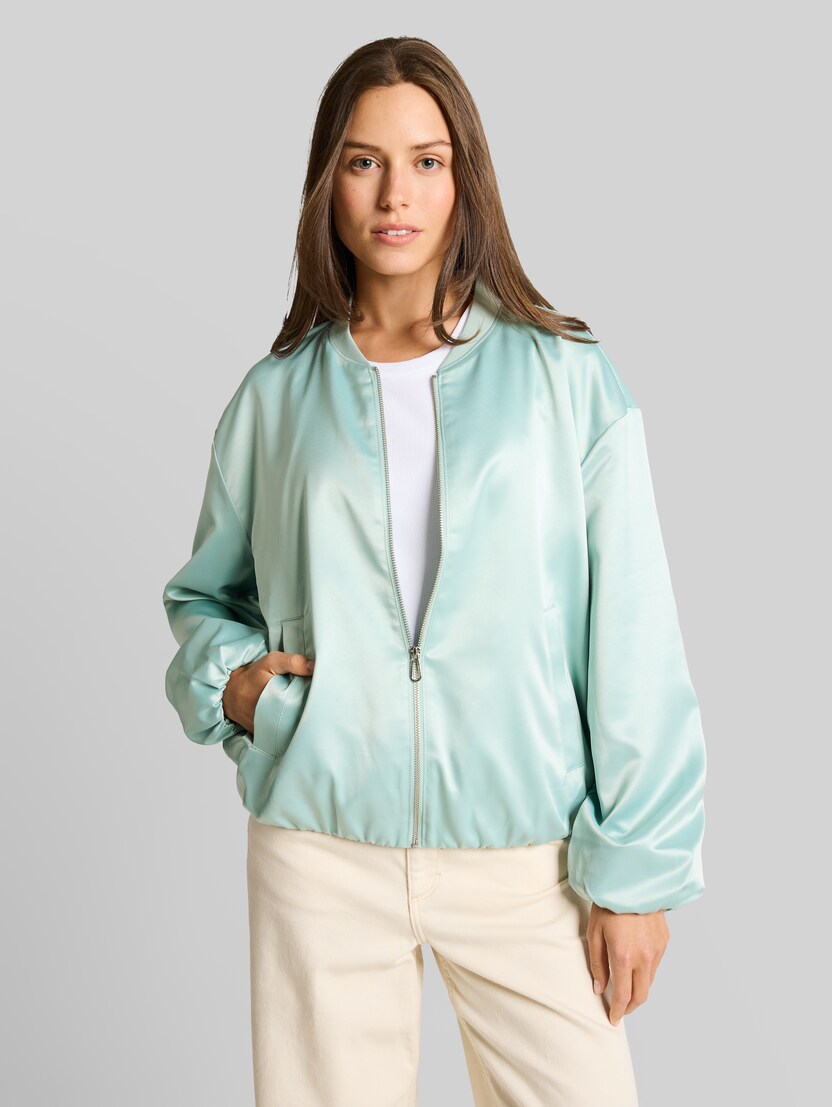 Satin Blouson Jacke mit Bomberkragen von Women, blue haze