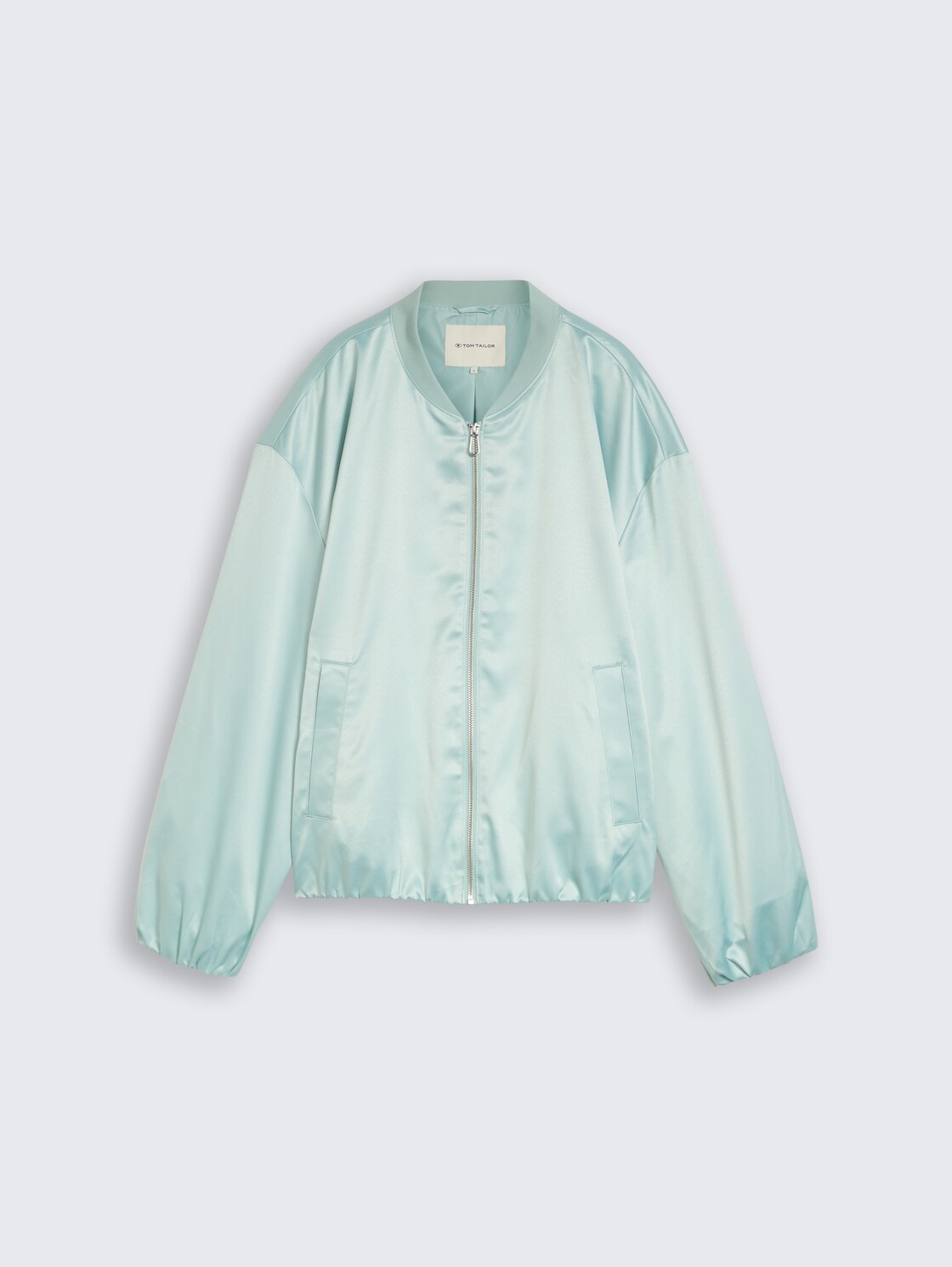 Satin bomber jacket with bomber collar - blue haze - Front product view