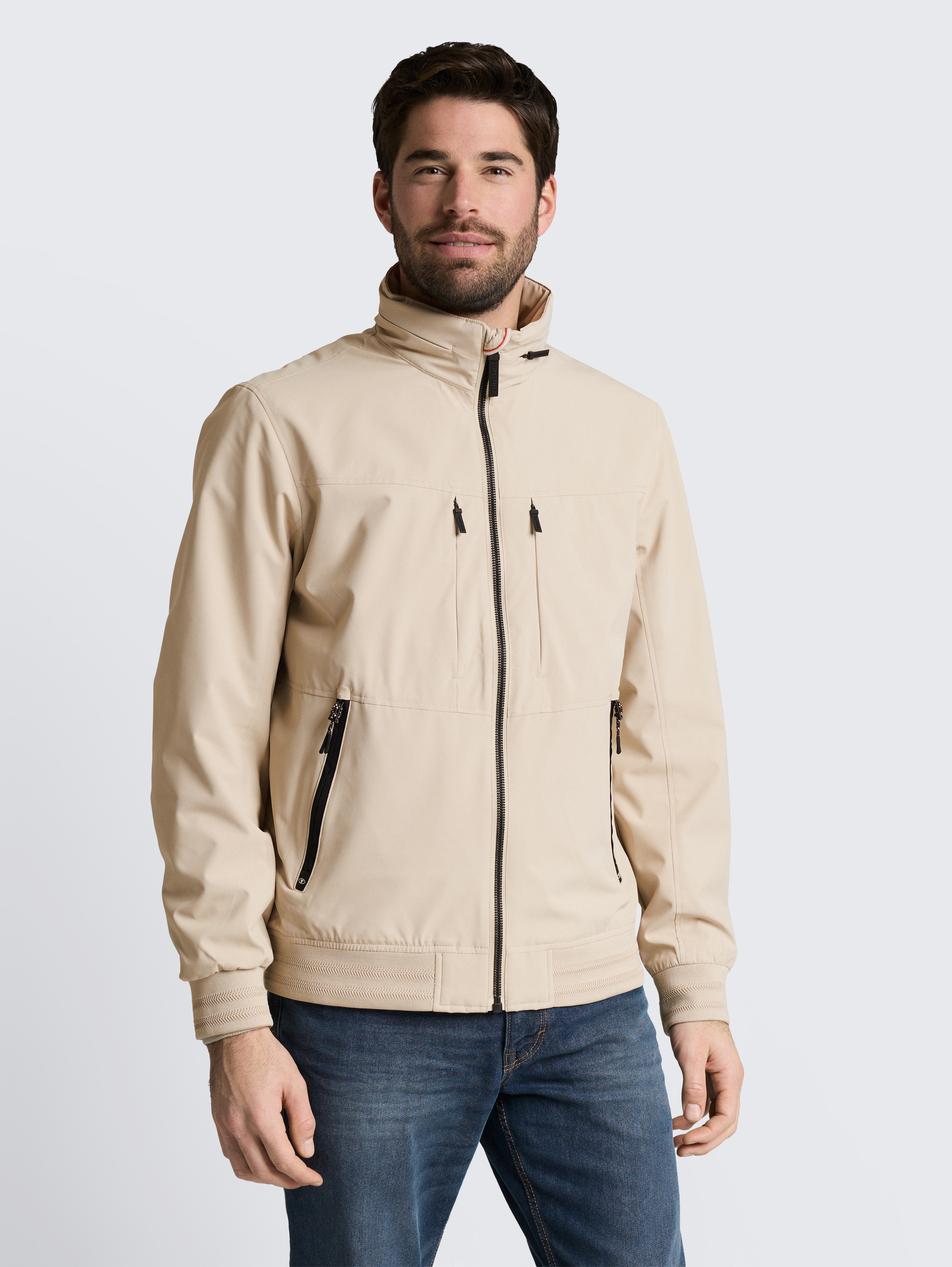 Blouson Jacke mit verstaubarer Kapuze von Men, Cashew Beige