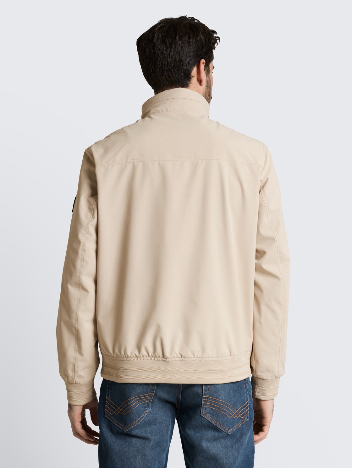 Blouson jacket with stowable hood - Cashew Beige - Model-back view