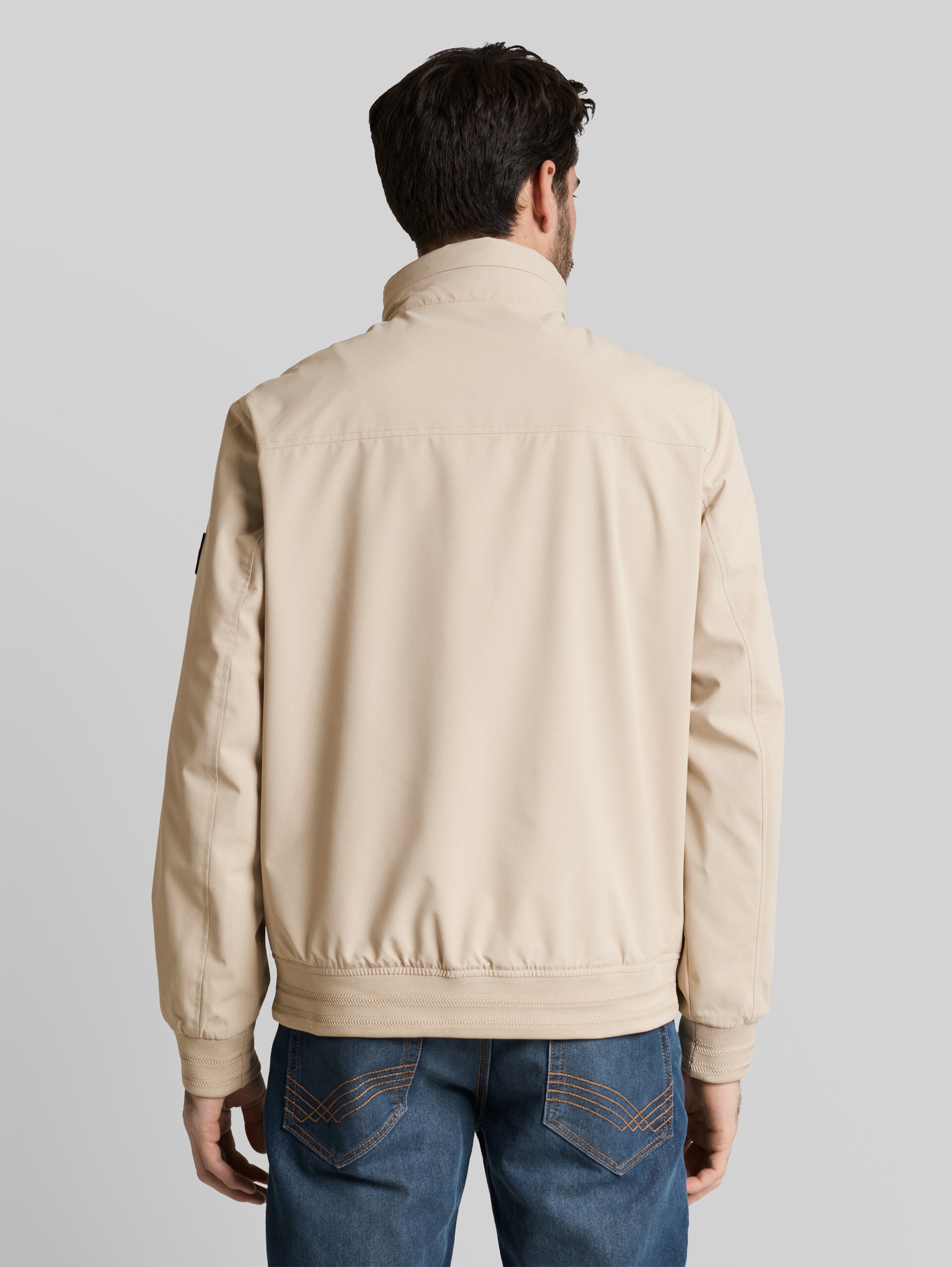 Blouson jacket with stowable hood - Cashew Beige - Model-back view