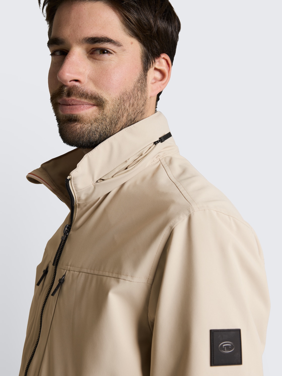 Blouson jacket with stowable hood - Cashew Beige - Detail model view