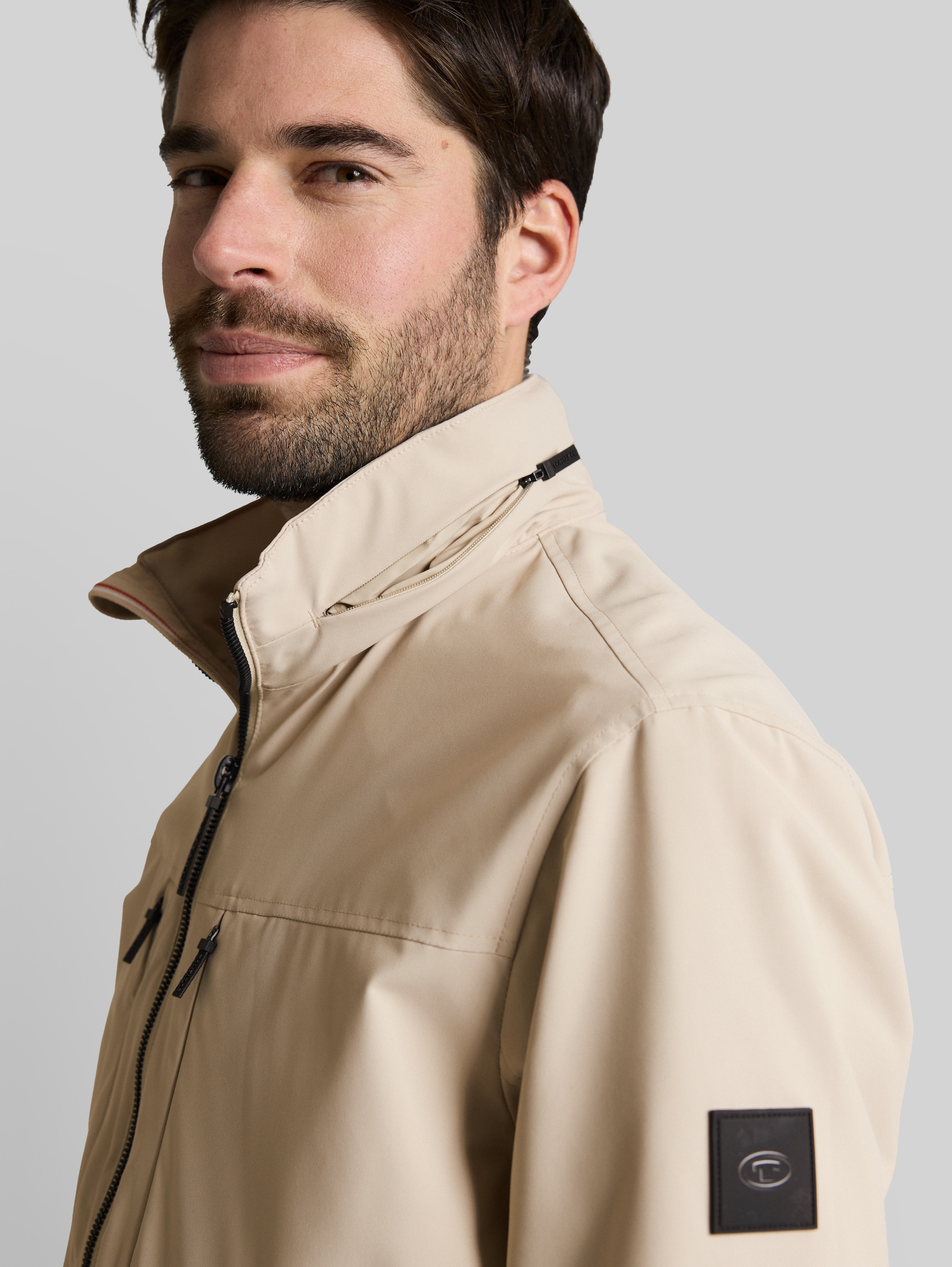 Blouson jacket with stowable hood - Cashew Beige - Detail model view
