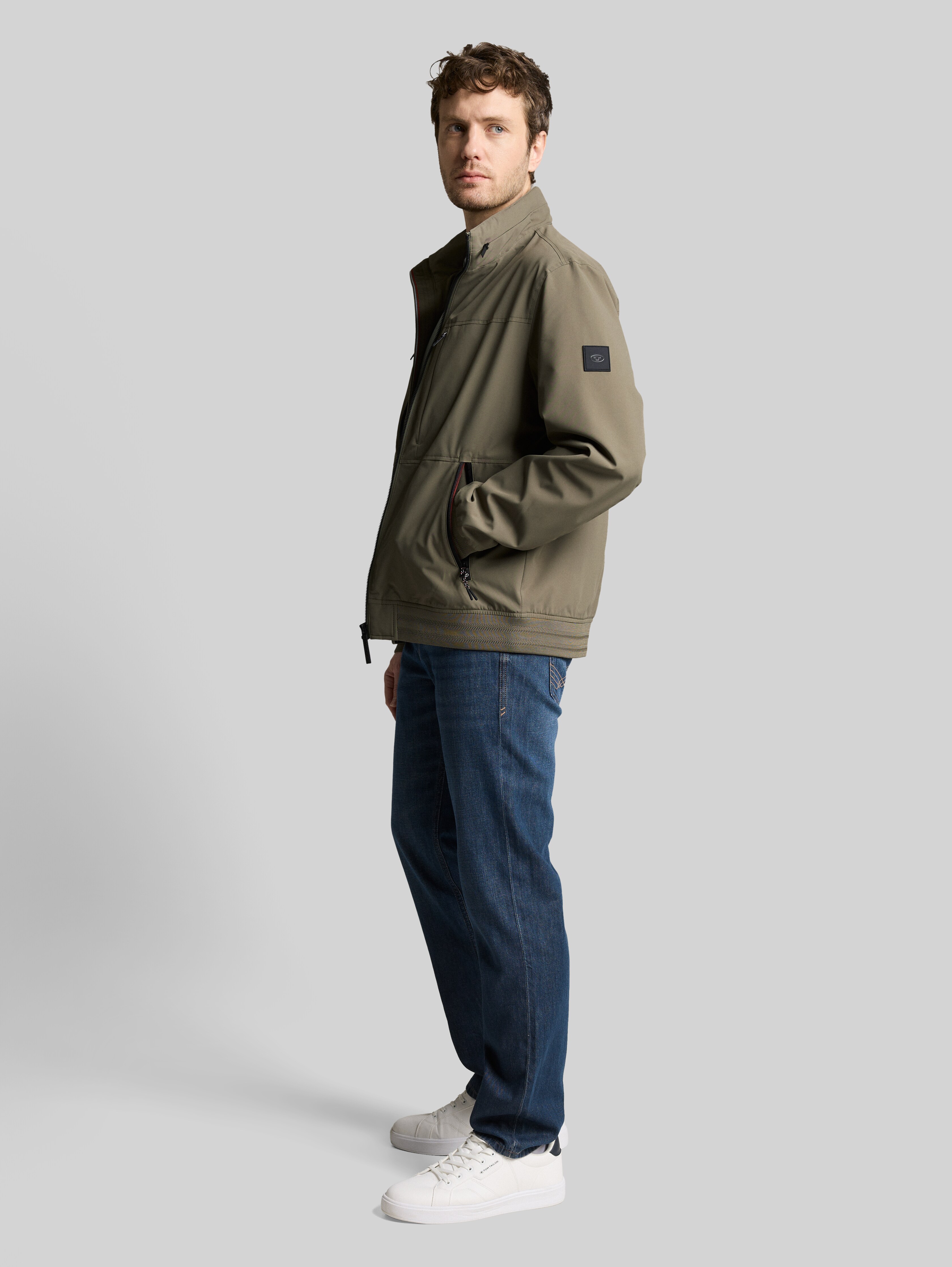 Blouson jacket with stowable hood in green by Tom Tailor