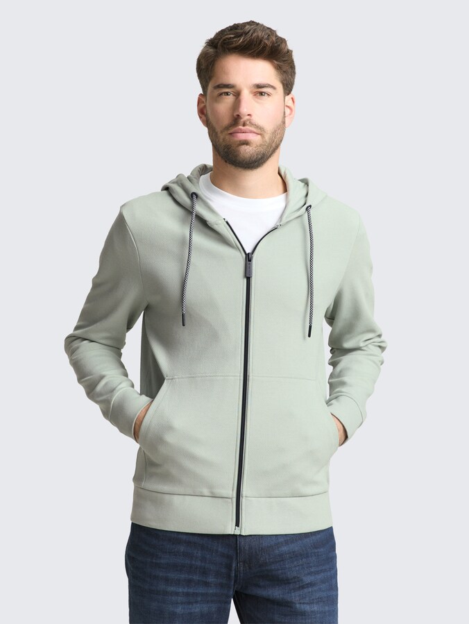 Basic hooded sweatshirt by Men, soft greyish green