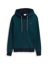 Ausgewählt, Hoodie Sweatjacke mit Logo-Badge von Tom Tailor, grün