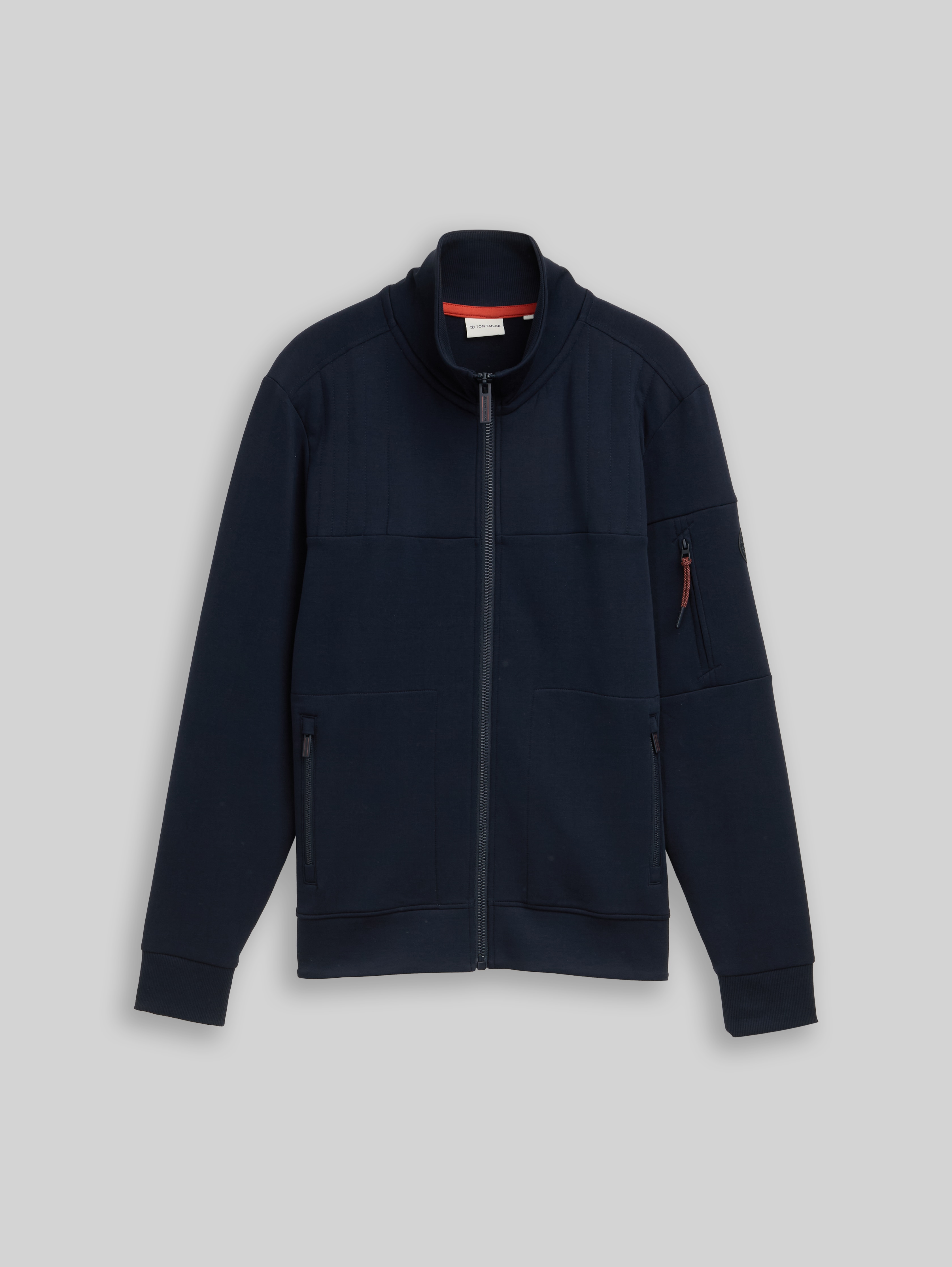 Sweat jacket with zip pockets in blue by Tom Tailor