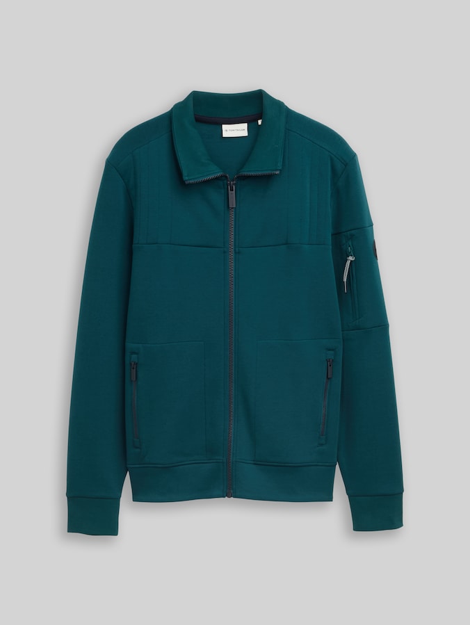 Sweat jacket with zip pockets by Men, Deep Meadow Green