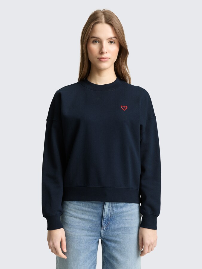 Sweatshirt with heart detail by Denim Female, sky captain blue