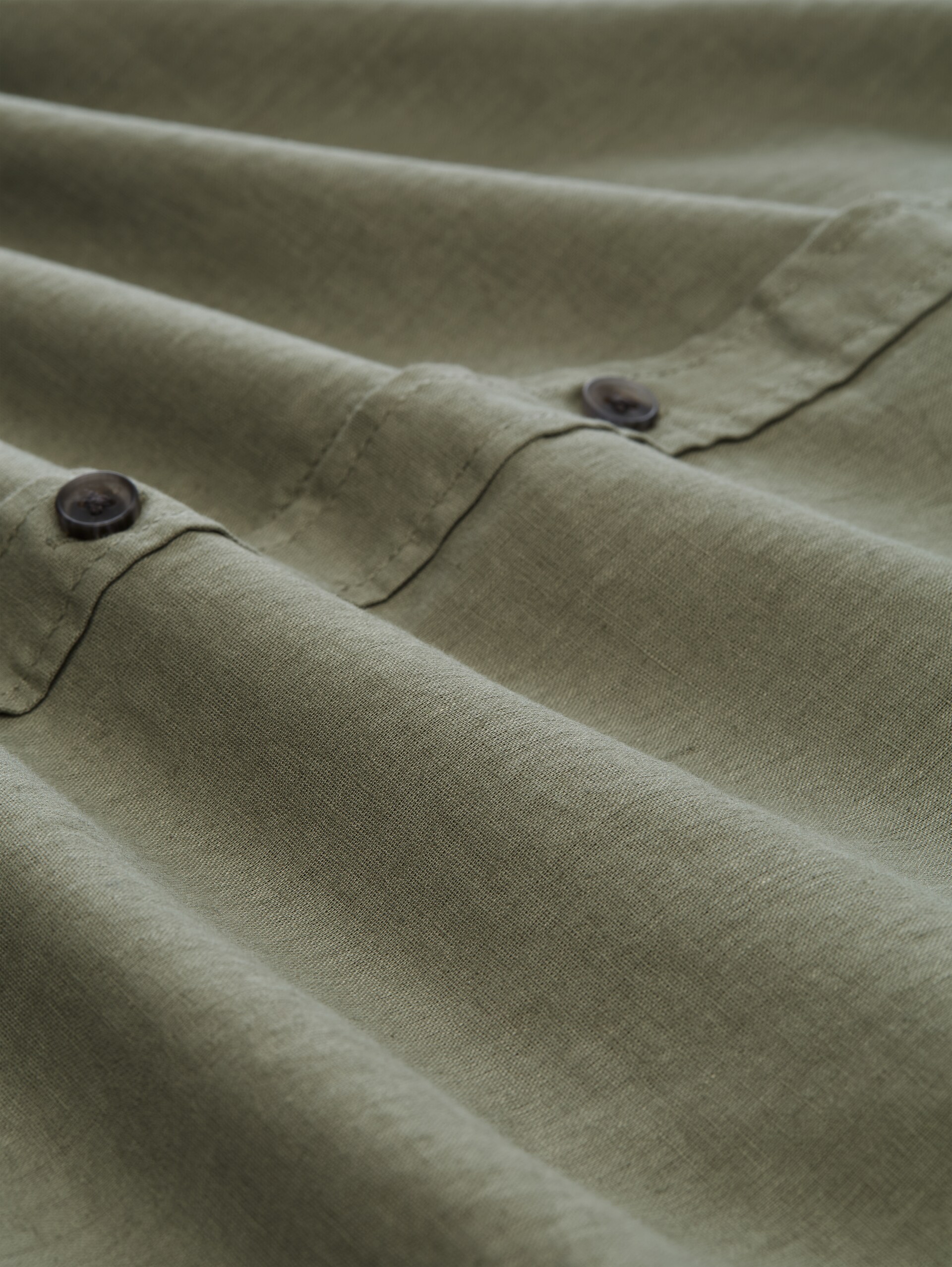 Relaxed Fit Kurzarmhemd mit Leinenanteil - Sea Spray - Material-Ansicht