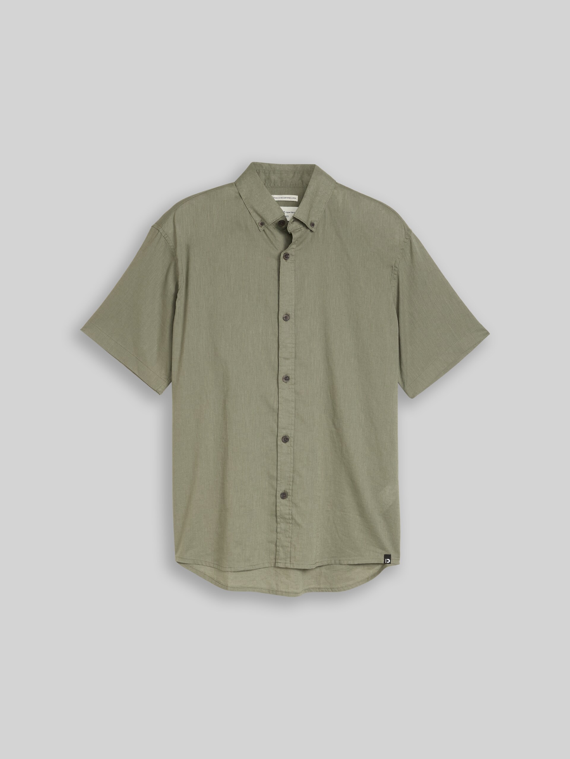 Relaxed Fit Kurzarmhemd mit Leinenanteil - Sea Spray - Vorder-Produkt-Ansicht