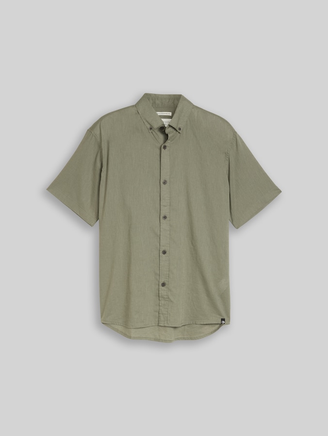 Relaxed-fit short-sleeved shirt with linen blend by Denim Male, Sea Spray