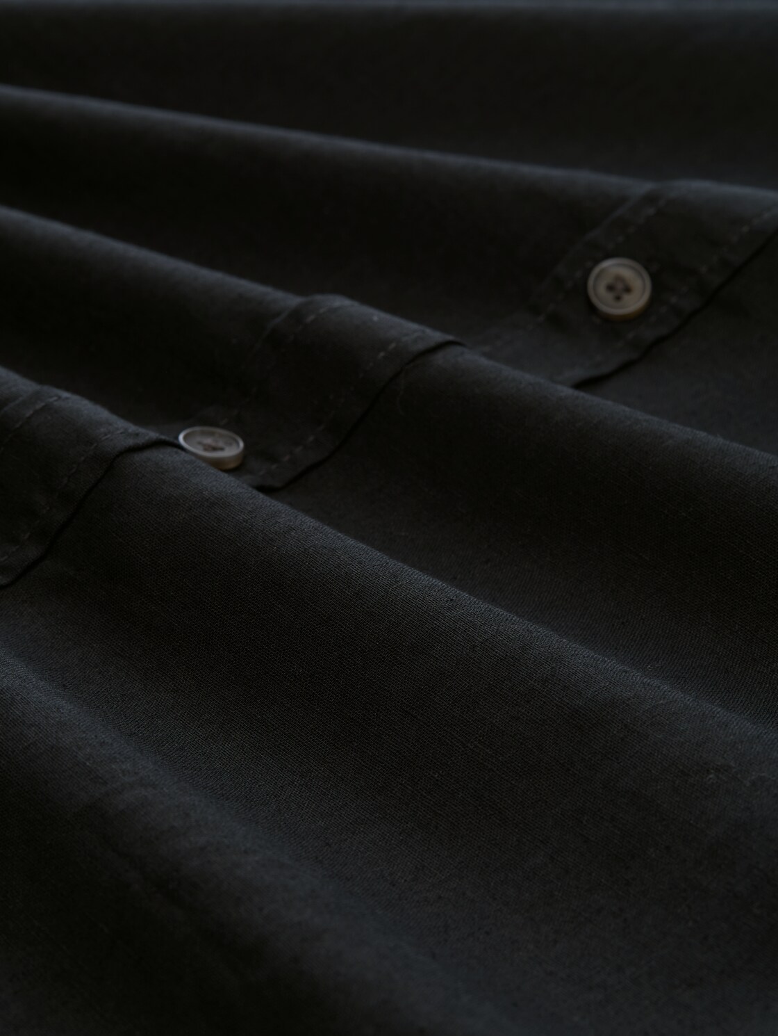 Relaxed fit overhemd met korte mouwen en linnen - Black - Materiaalweergave