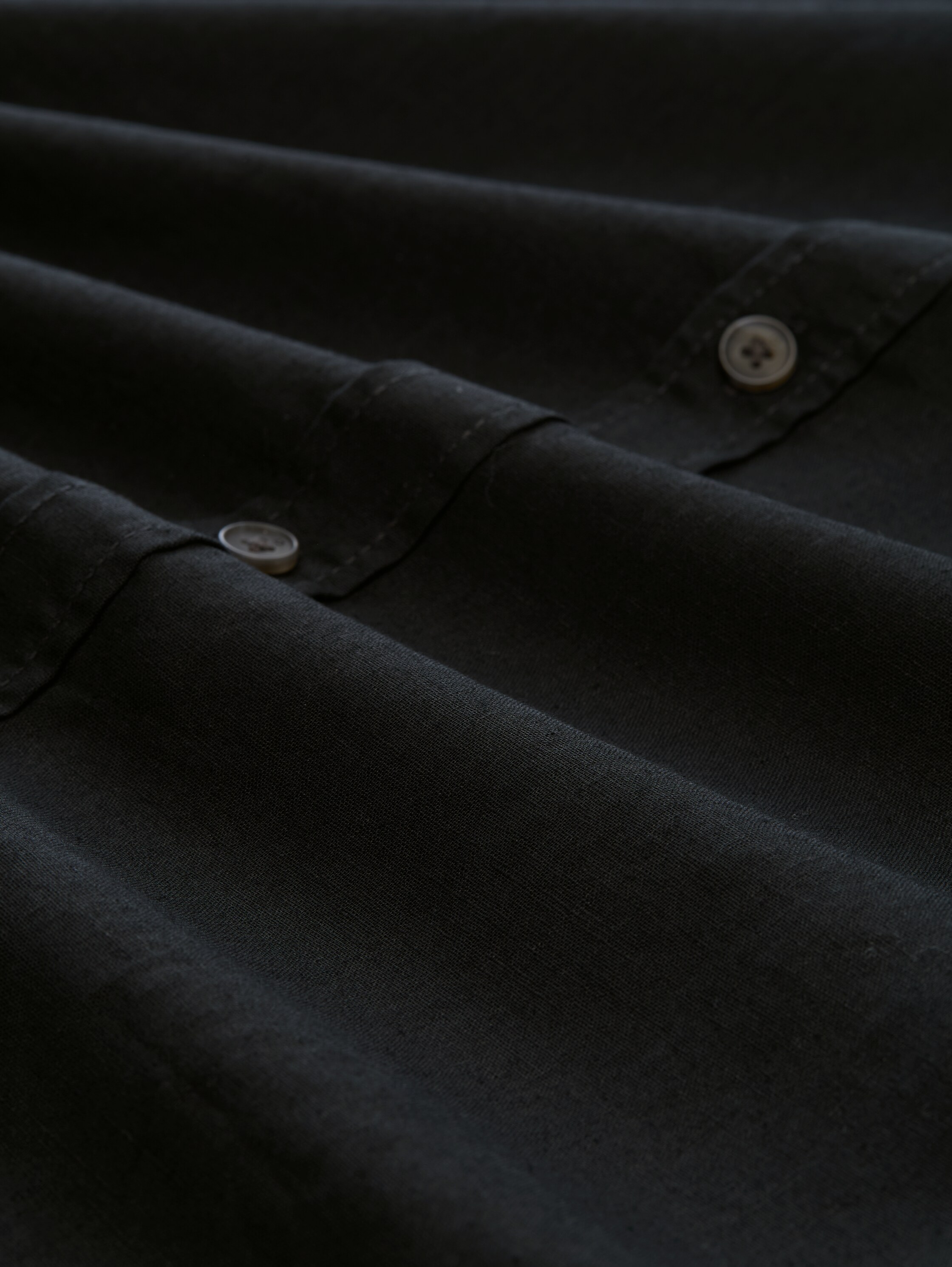 Relaxed Fit Kurzarmhemd mit Leinenanteil - black - 