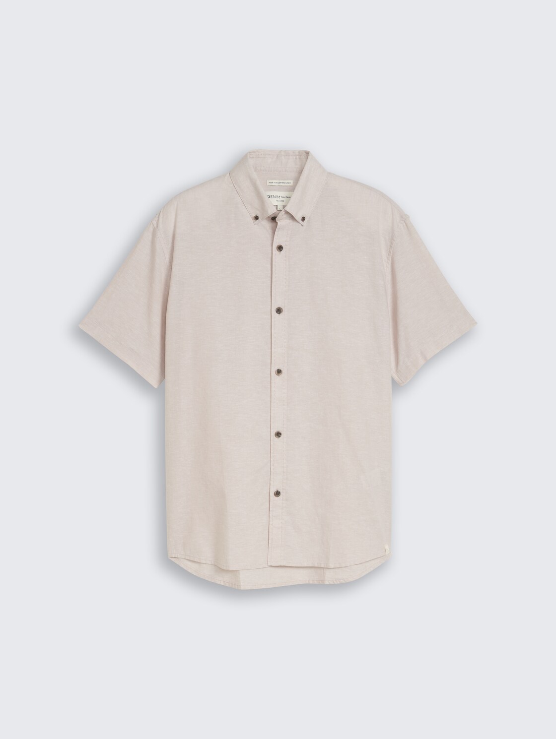 Relaxed Fit Kurzarmhemd mit Leinenanteil - muted grey chambray - Vorder-Produkt-Ansicht