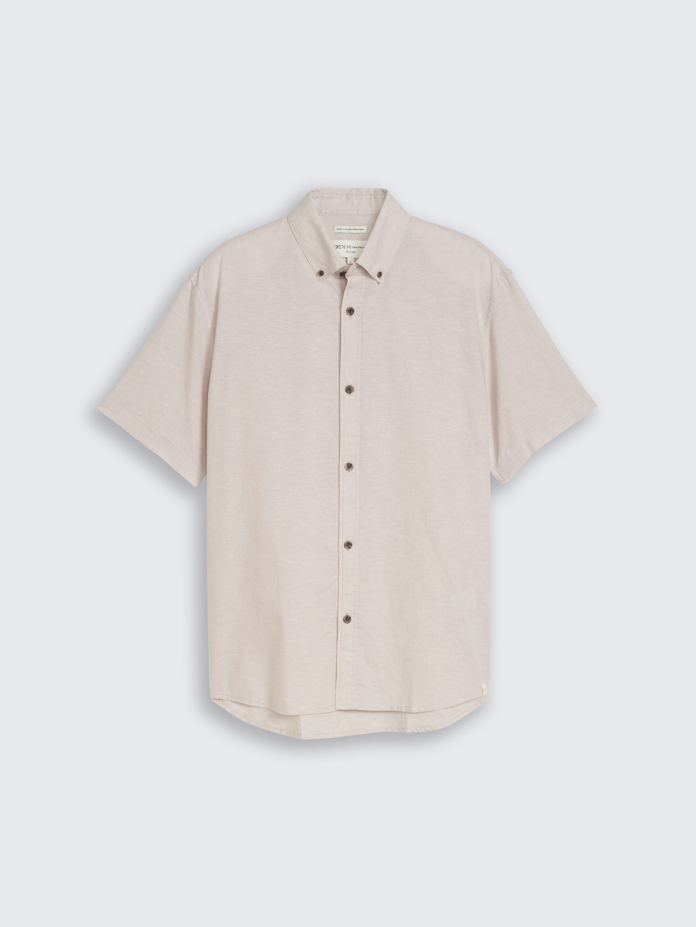 Relaxed fit overhemd met korte mouwen en linnen - muted_grey_chambray - 