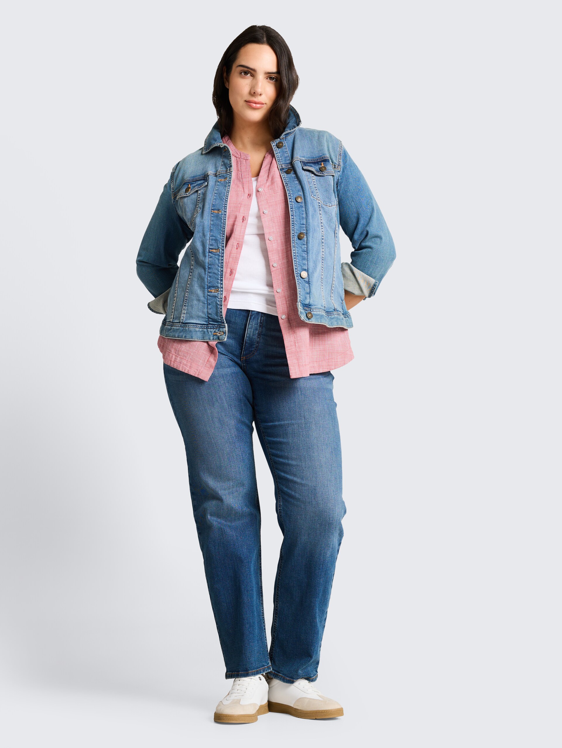Plus Size - Bluse aus Baumwolle - cozy pink - Model-Vorderansicht