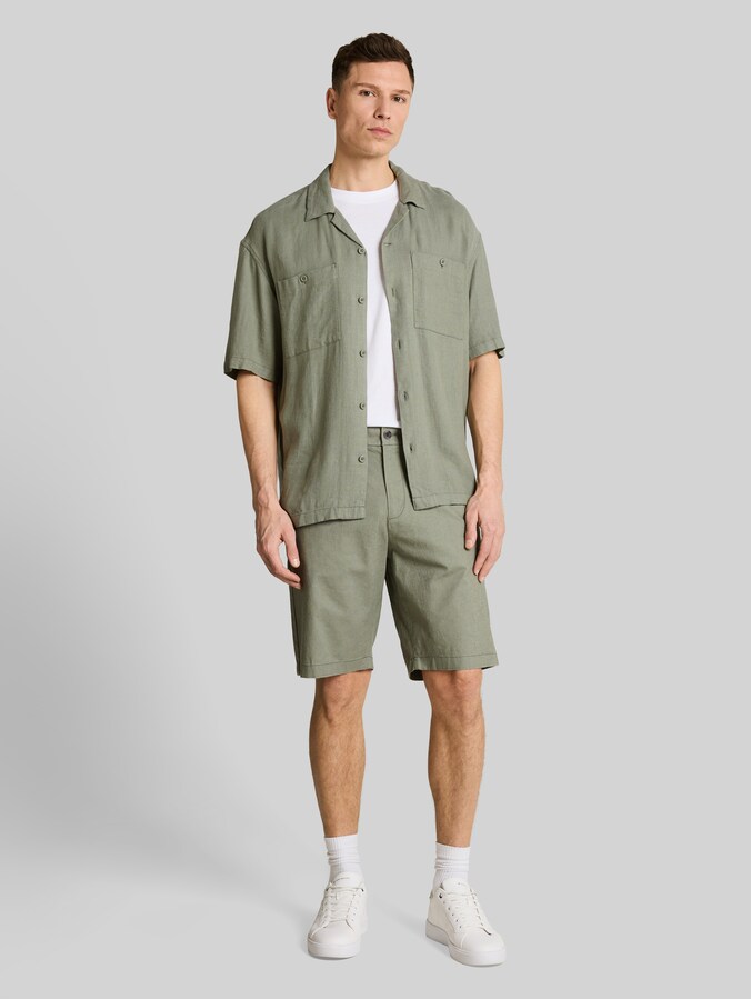 TTRELAXED chino-short met linnen door Denim Male, Sea Spray
