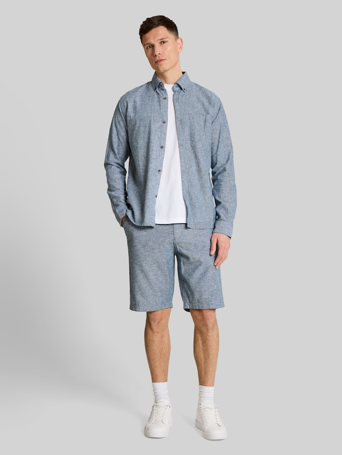 TTRELAXED chino-short met linnen door Denim Male, nighttime blue chambray