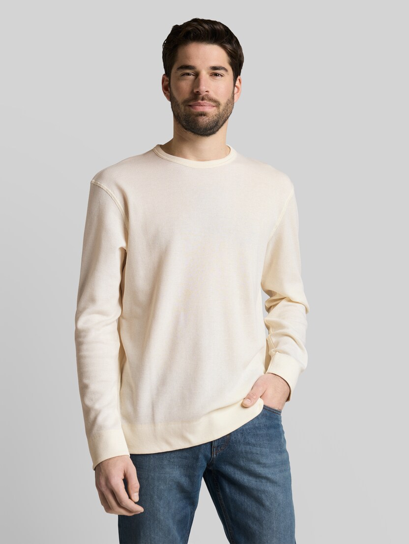 Langarmshirt mit Waffelstruktur von Men, Gardenia White