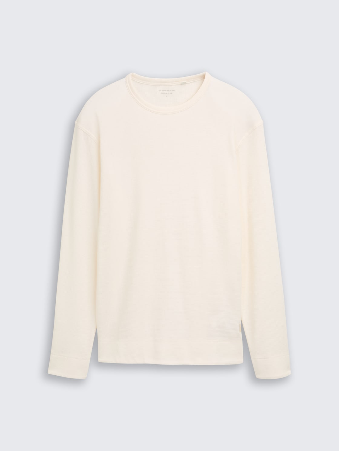 Langarmshirt mit Waffelstruktur - Gardenia White - Vorder-Produkt-Ansicht