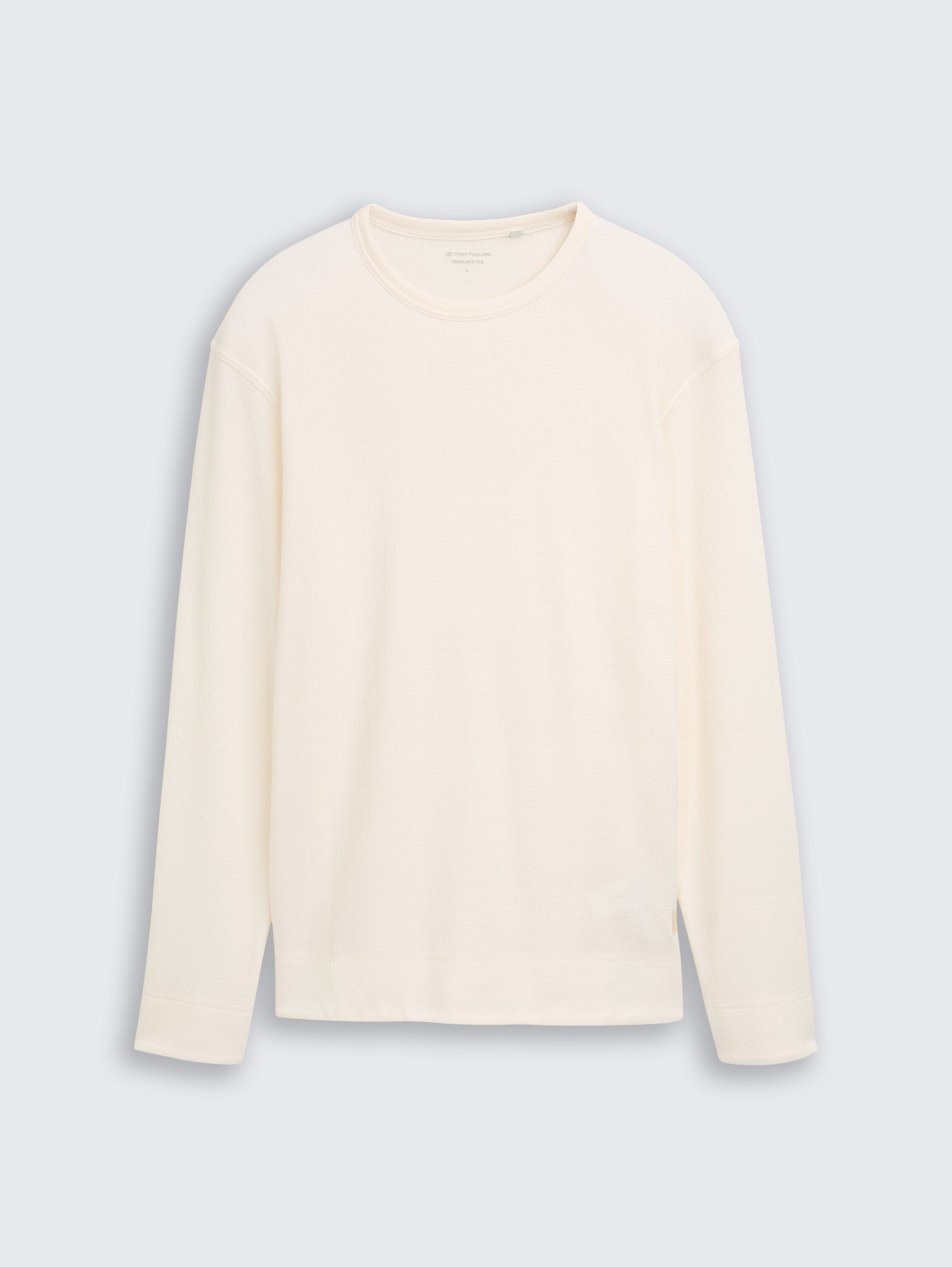 Long-sleeved shirt with waffle texture - Gardenia White - Front product view