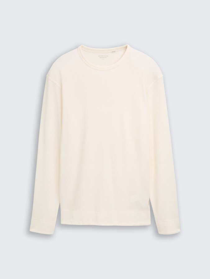 Long-sleeved shirt with waffle texture by Men, Gardenia White