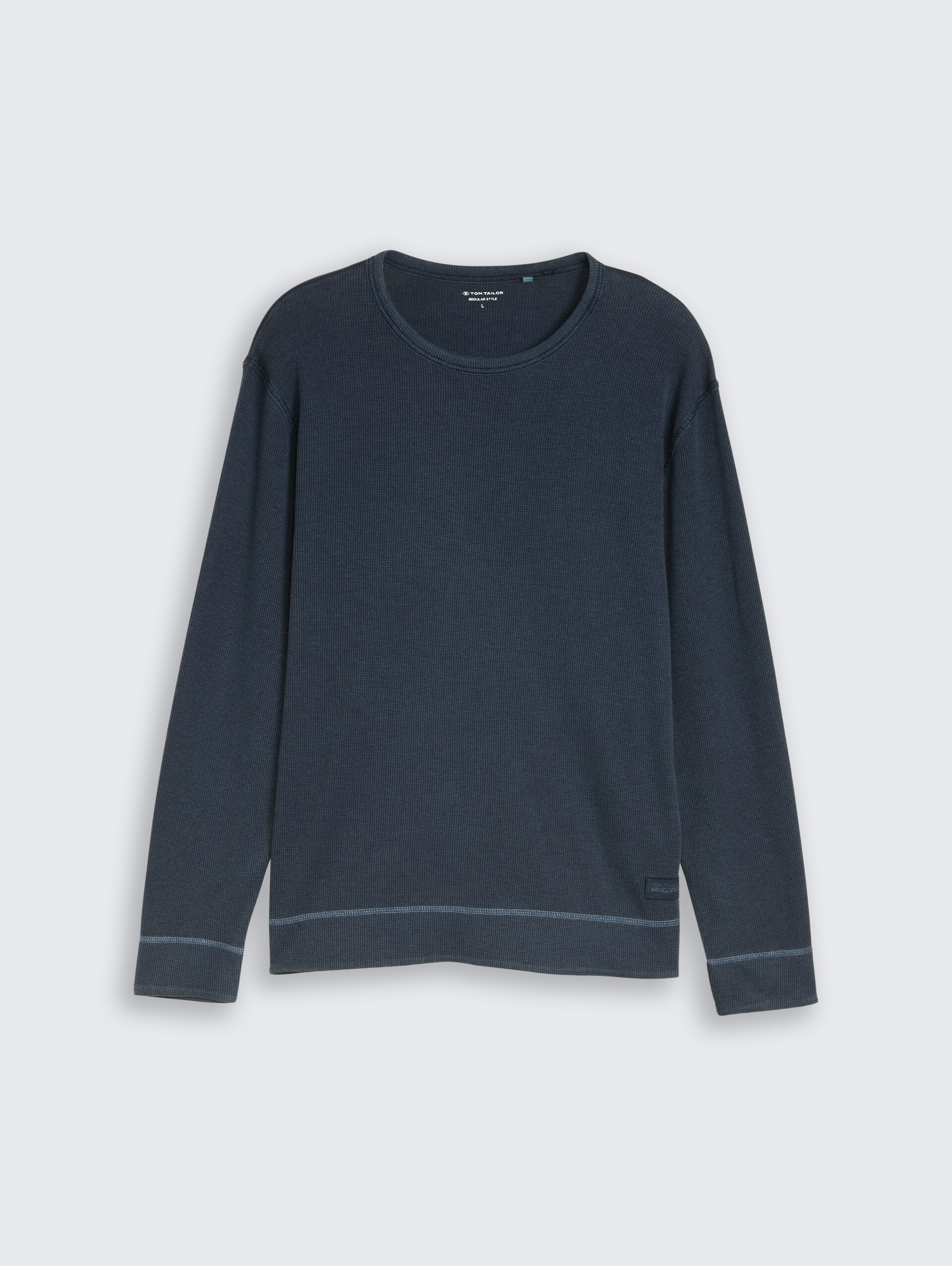 Shirt met lange mouwen en wafelstructuur - sky captain blue - Product vooraanzicht