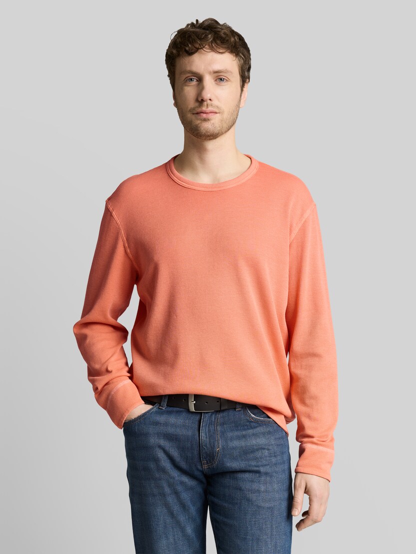 Langarmshirt mit Waffelstruktur von Men, Wild Coral