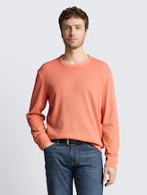 Langarmshirt mit Waffelstruktur - Wild Coral - Ausschnitt Model-Vorderansicht