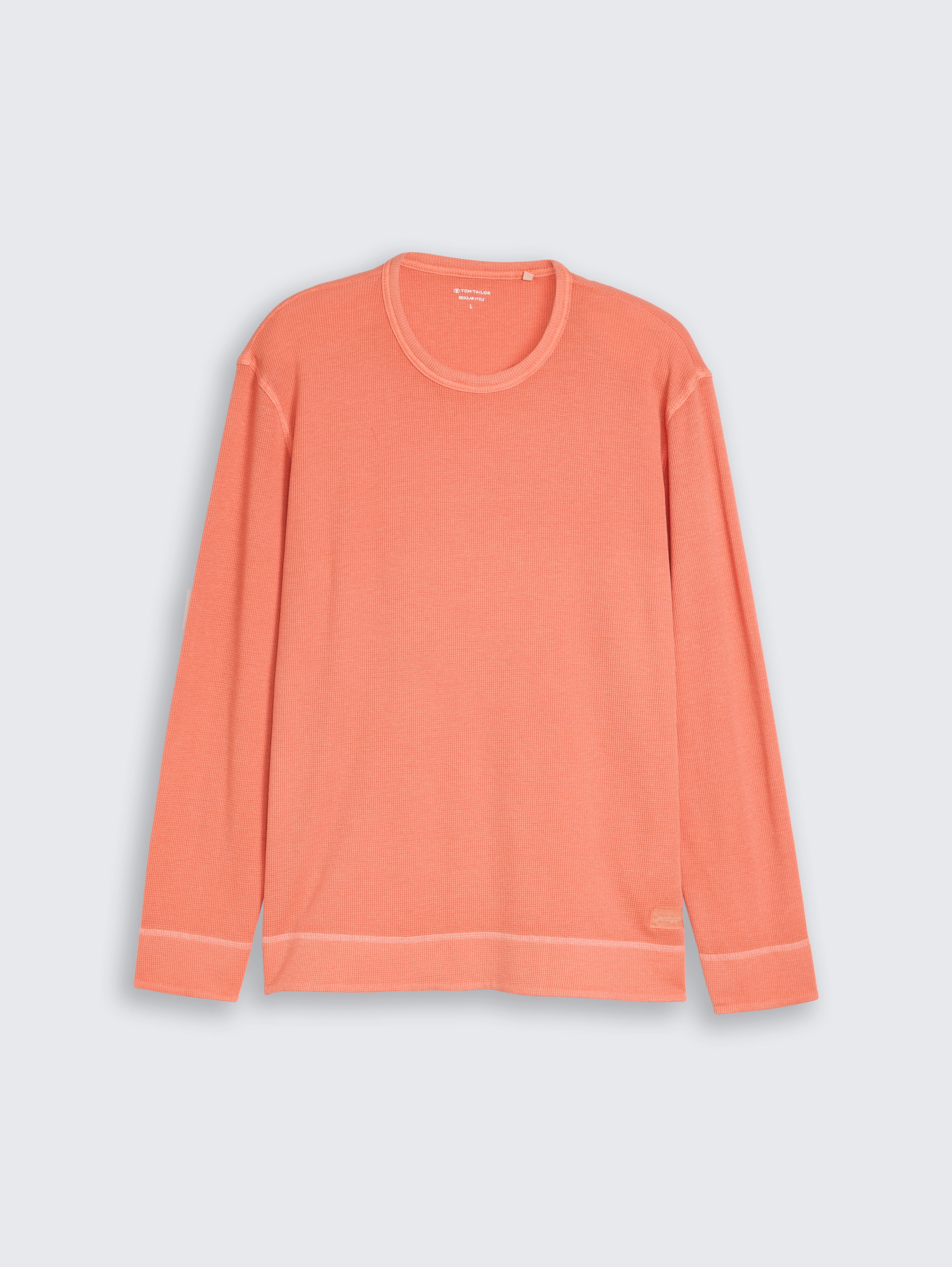 Shirt met lange mouwen en wafelstructuur door Men, Wild Coral