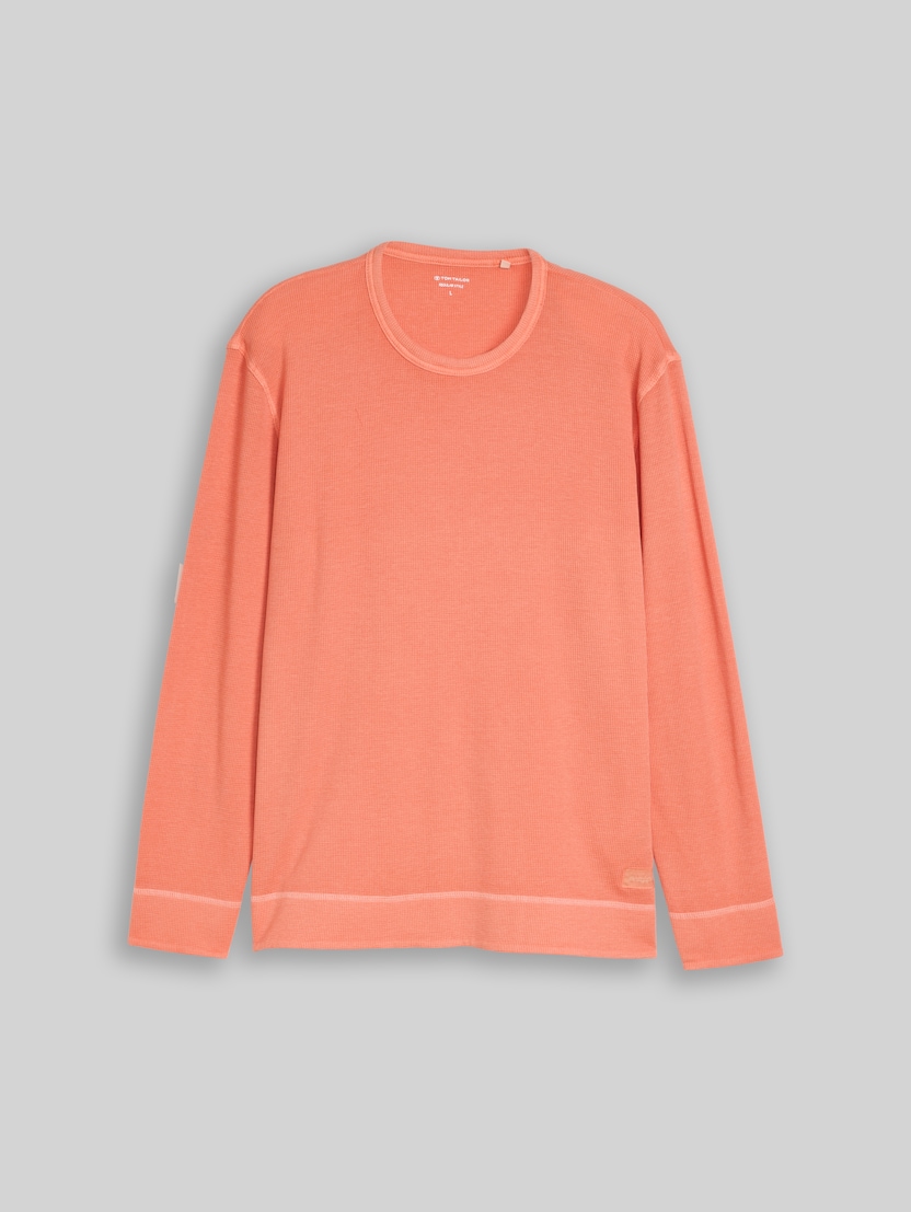 Top à manches longues avec texture gaufrée par Men, Wild Coral