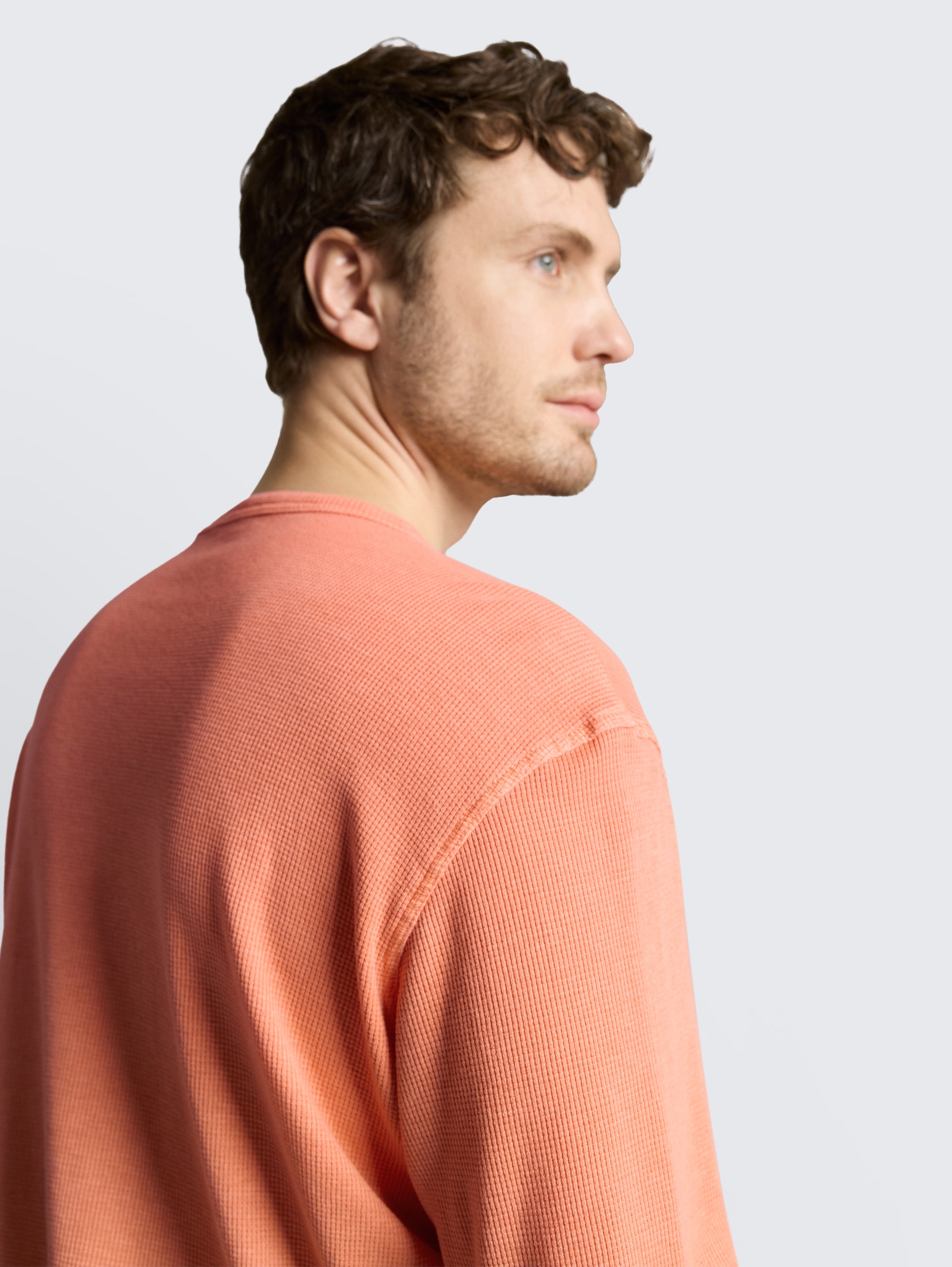 Shirt met lange mouwen en wafelstructuur - Wild Coral - Detailaanzicht model