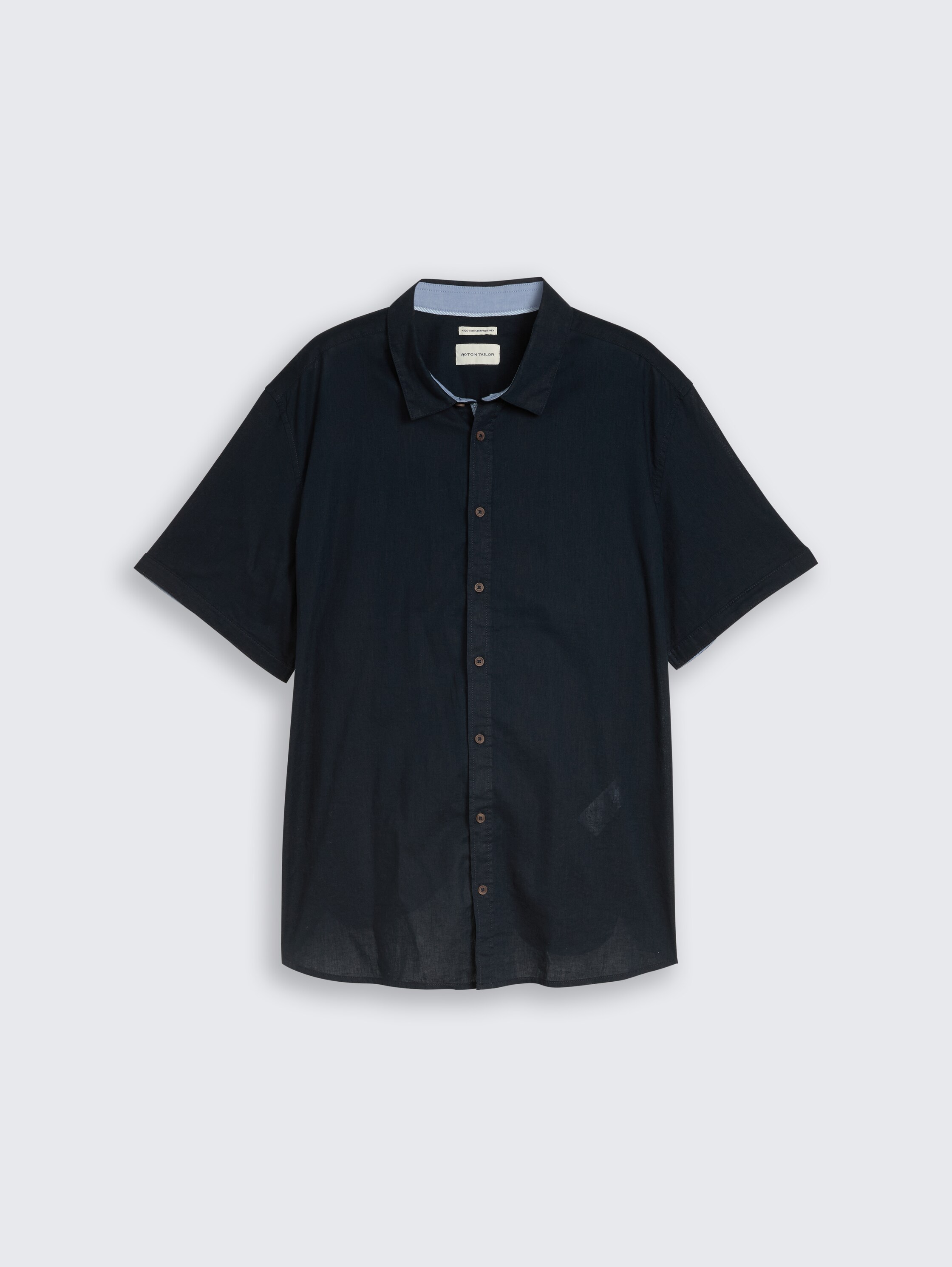 Plus Size - Regular Fit Kurzarmhemd mit Leinenanteil - sky_captain_blue_1 - 