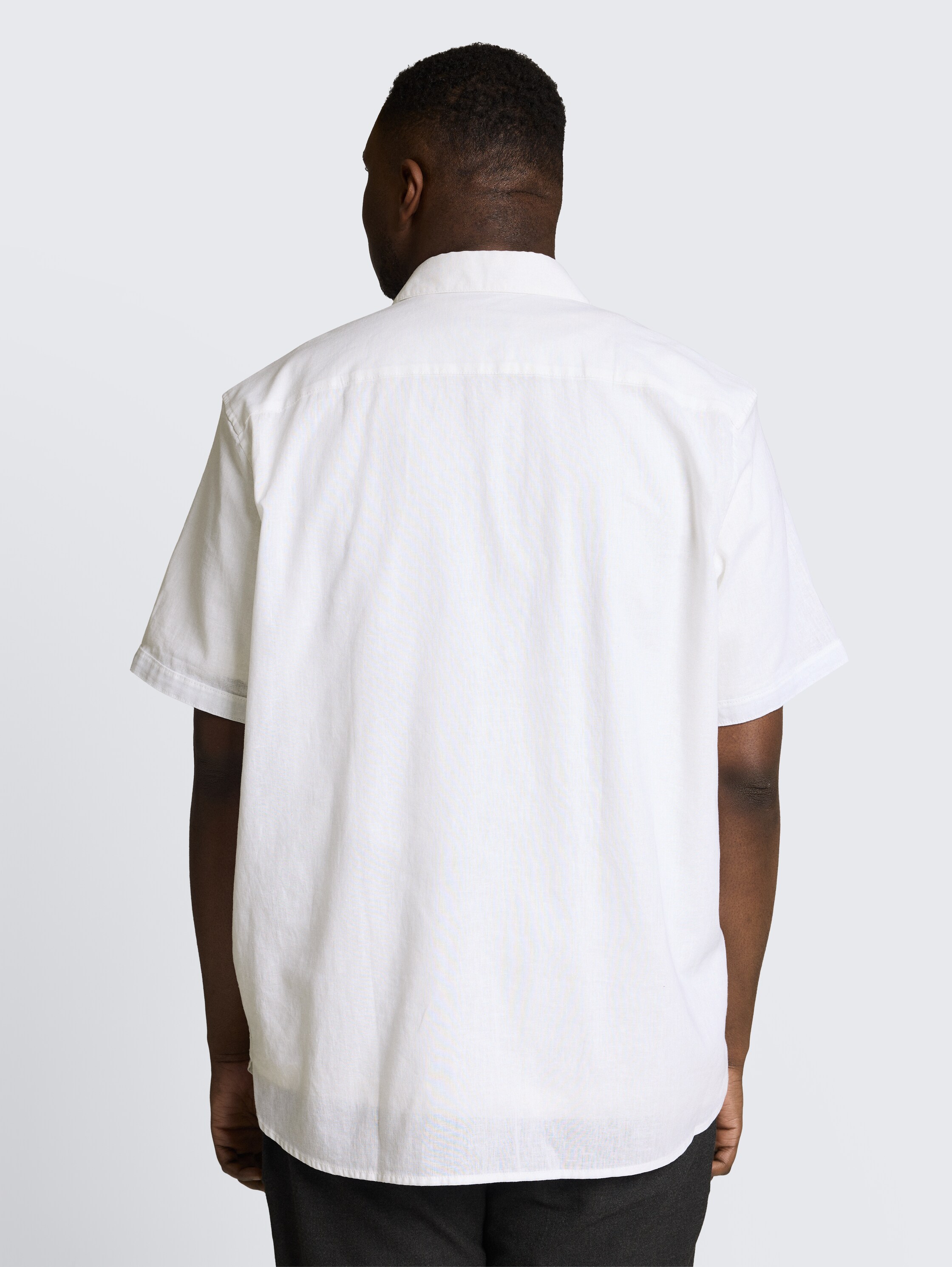 Plus Size - Regular Fit Kurzarmhemd mit Leinenanteil - white - 