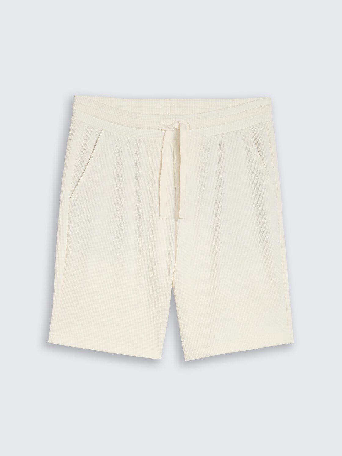Relaxed Shorts mit Waffelstruktur - Wool White - Vorder-Produkt-Ansicht