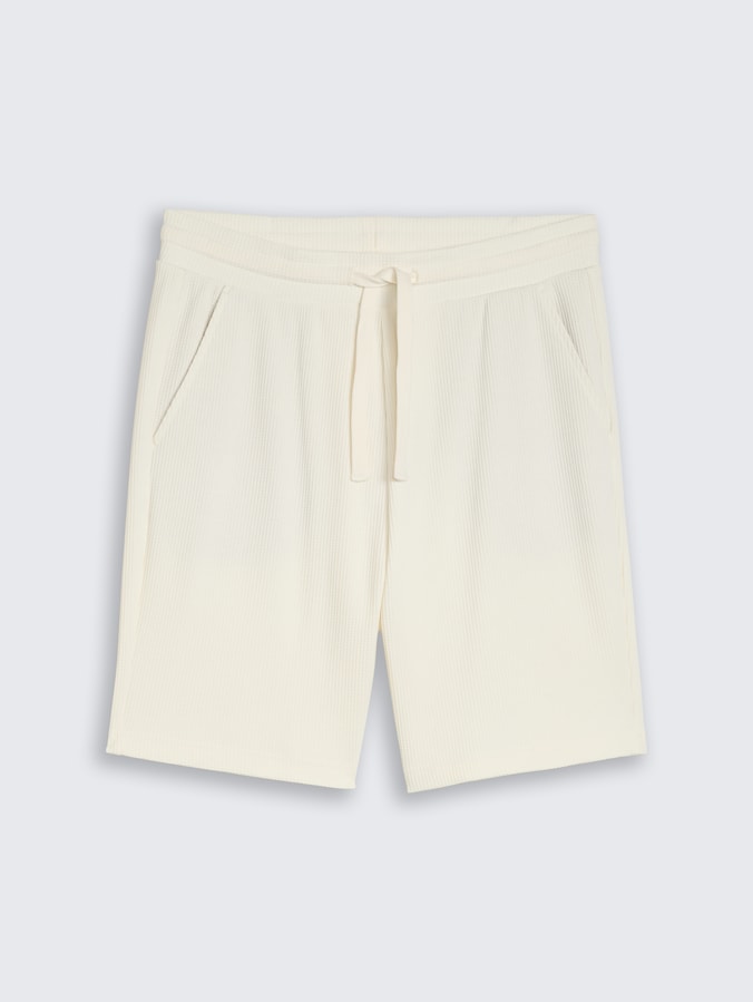 Relaxed shorts with a waffle texture by Denim Male, Wool White
