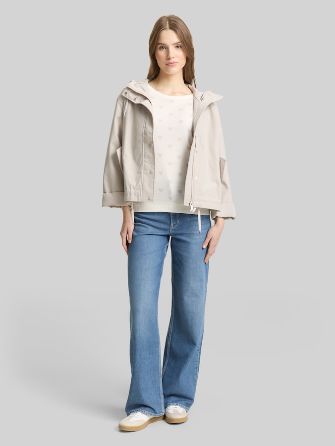 Slim Fit Sweatshirt mit Herz-Print von Denim Female, off white tonal heart print