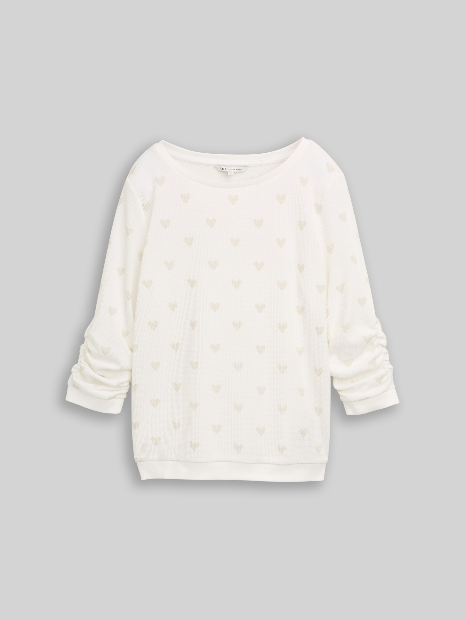 Slim fit sweatshirt with heart print - off white tonal heart print - Front product view