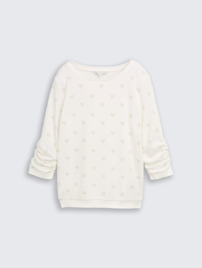 Slim Fit Sweatshirt mit Herz-Print von Denim Female, off white tonal heart print