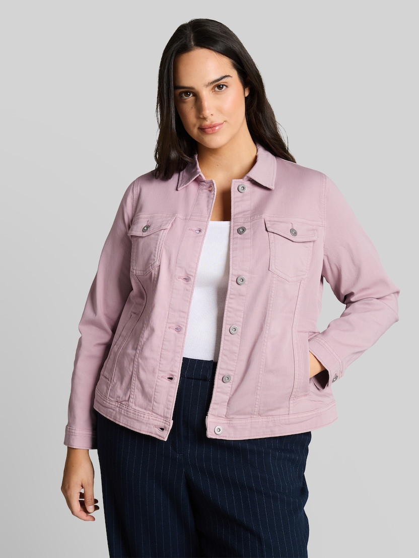 Plus Size - Denim jack met steekzakken door Women Plus Size, light elderberry