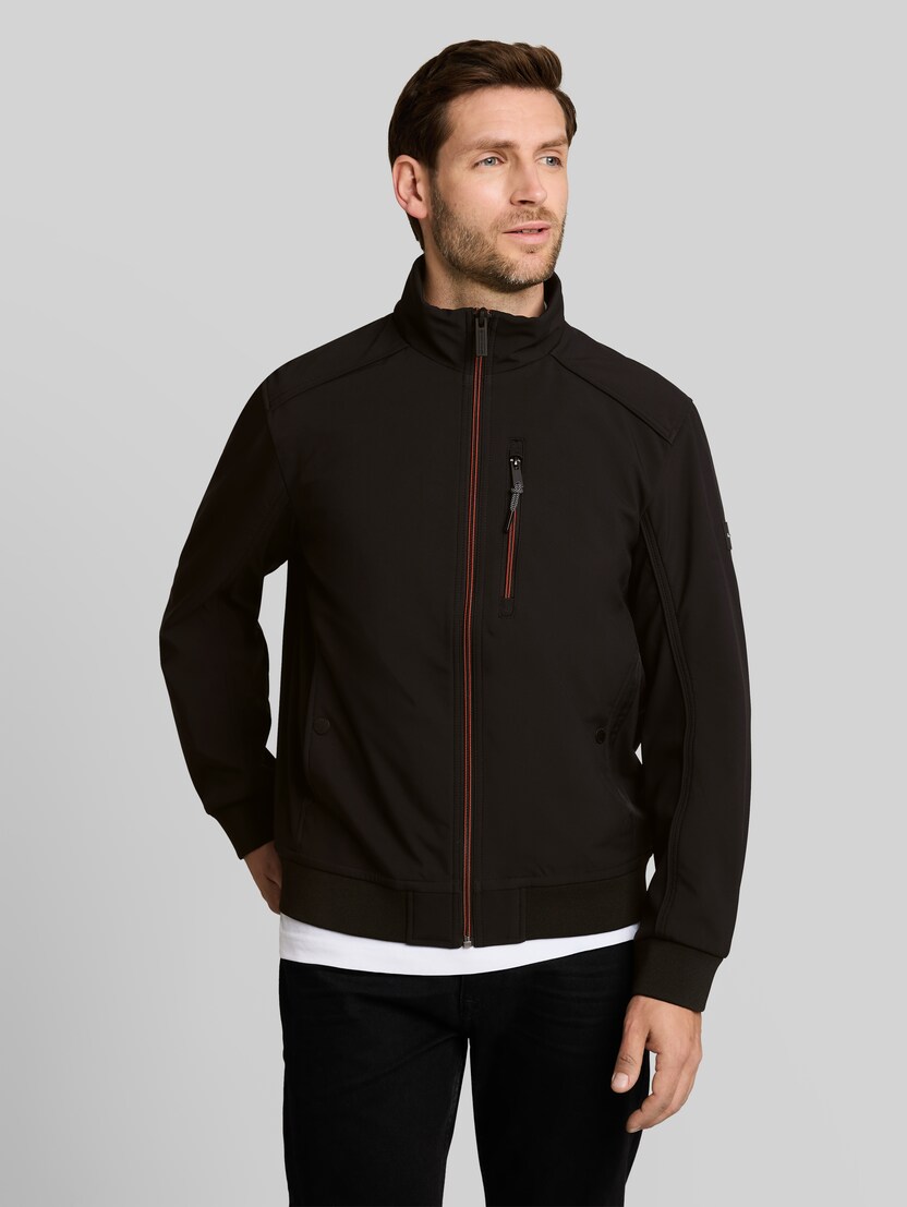 Softshell-jas met opstaande kraag door Men, Black
