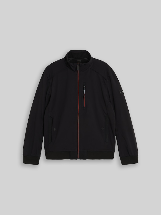 Softshell-jas met opstaande kraag door Men, Black