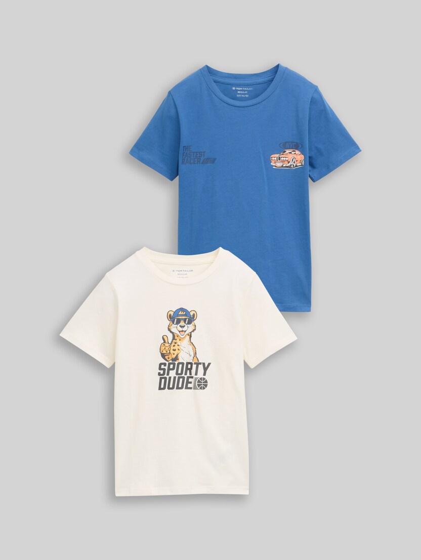 T-shirt in set van 2 door Mini Boys, Wool White