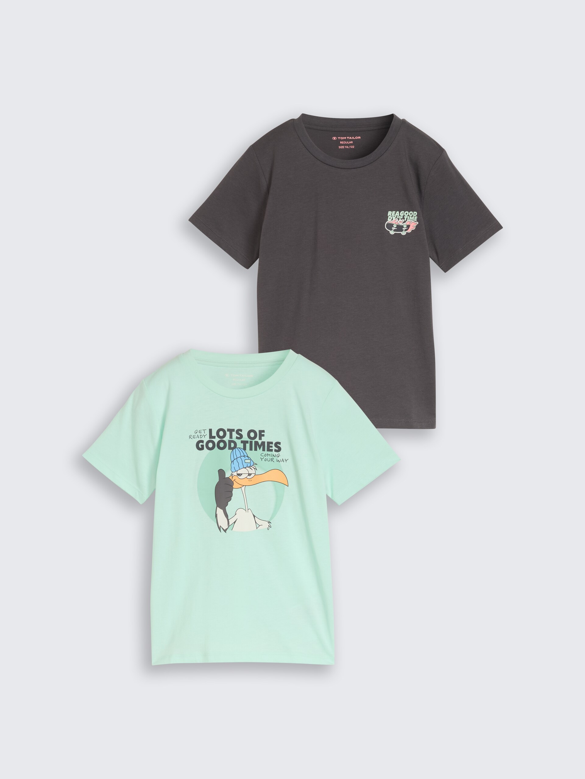 T-shirt in 2-pack - light bay green - Product vooraanzicht